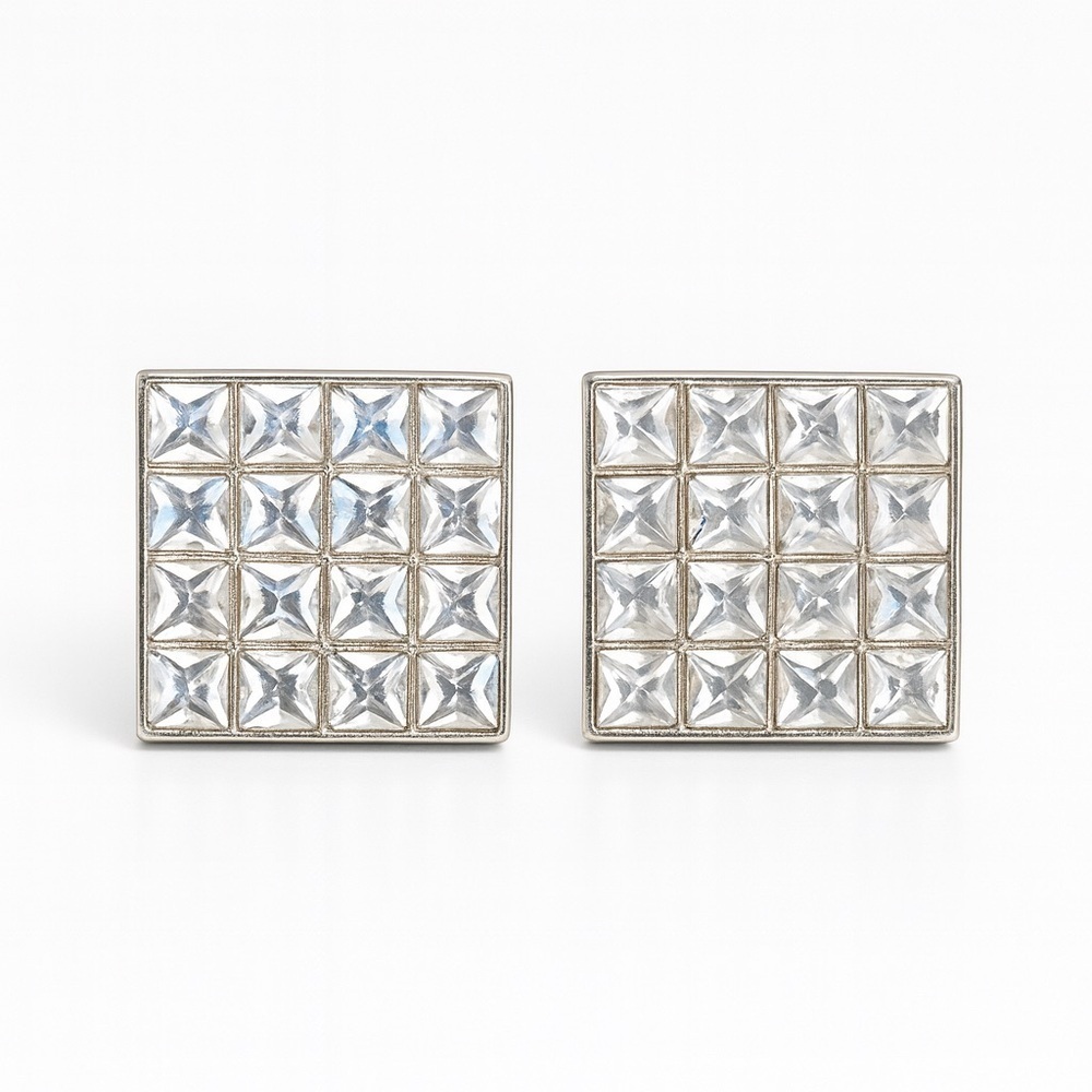 ⚜️ Silver Stud Earrings With Crystals 💎